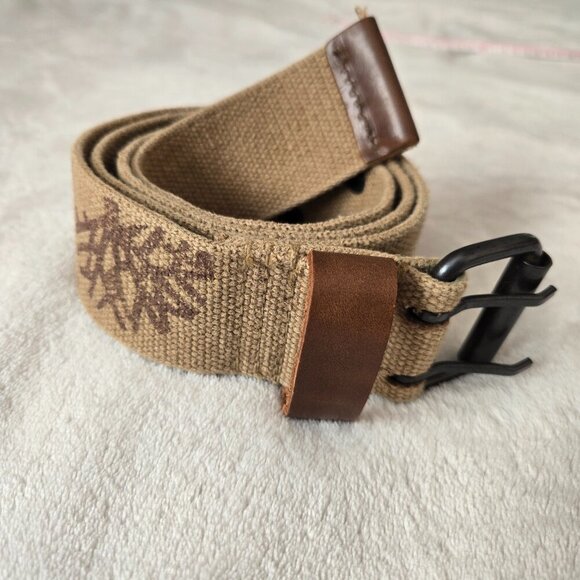 Timberland Men’s Canvas & leather Belt Adjustable Casual Outdoor Khaki Brown s36 - Picture 1 of 5
